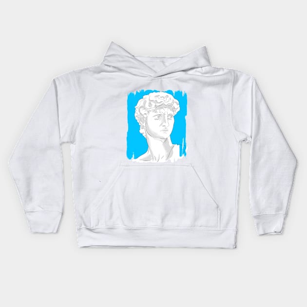 Denizko Art Statue Head Blue Kids Hoodie by denizko